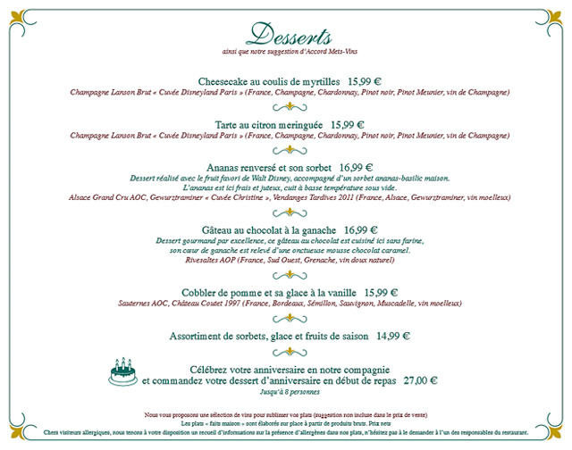 menus du walt's