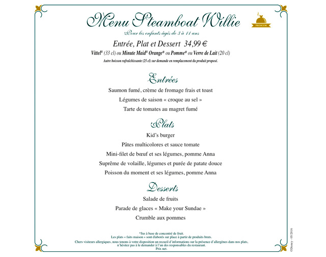 menus du walt's