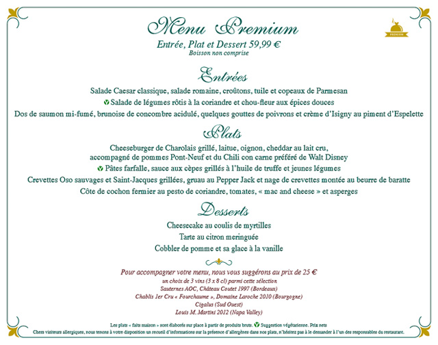 menus du walt's