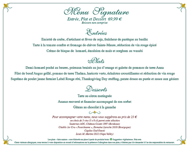 menus du walt's