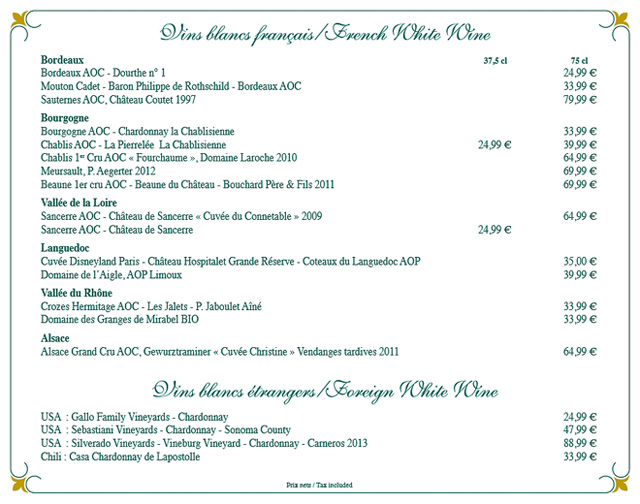 menus du walt's