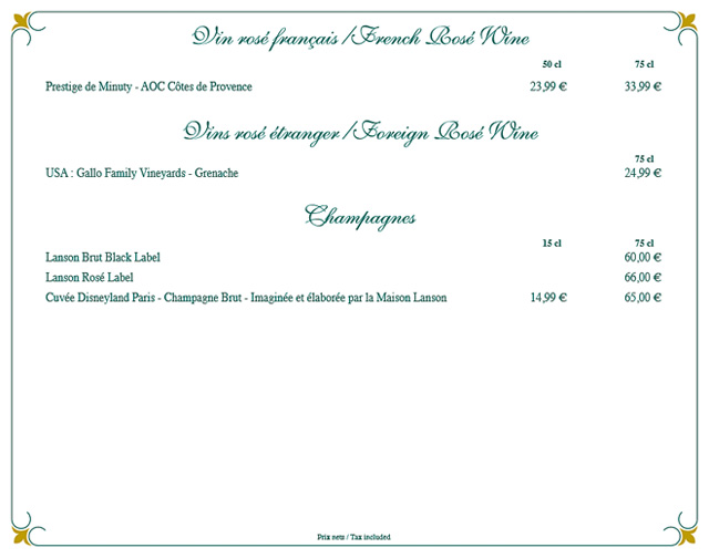 menus du walt's
