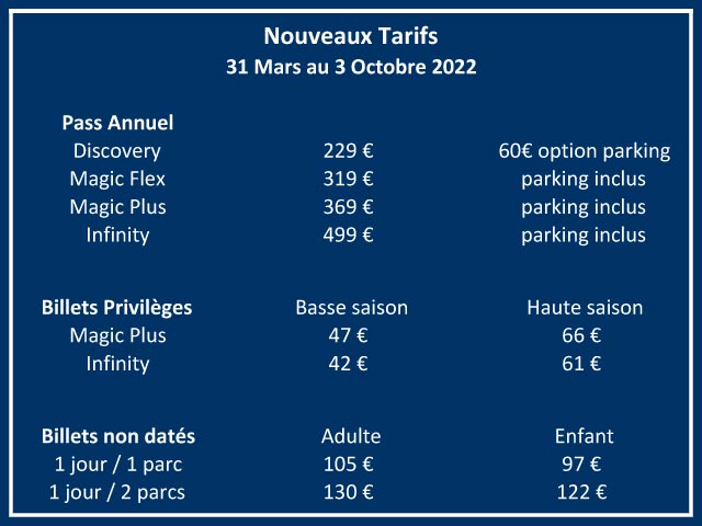 nouveaux tarifs