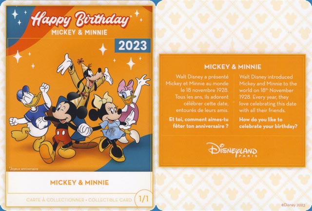 carte mickey minnie 95 ans